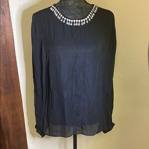 J Lo Elegant Black Beaded Women's Top